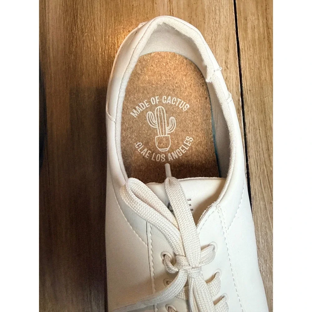 CLAE Bradley White Vegan Leather Sneakers Mens 11.5 Low Top Shoes w/ defect